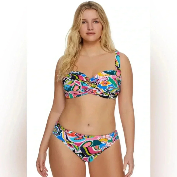 Bleu Rod Beattie Go For Bold Two Piece Swimsuit Top and Sarong Bikini Bottom - Picture 2 of 14